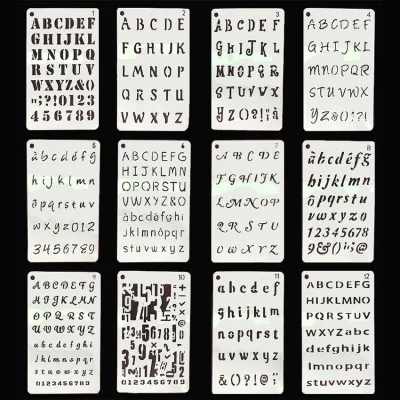12pc English Alphabet Number Stencil DIY Layering Painting Template Scrapbooking Embossing Supplies