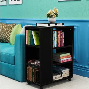 Movable Book Shelf Rack Cabinet Movable Bookcases Shelving Book Cabinet Sofa Side Table Bedside Supporter Bookcases & Shelving Bookshelf Portability