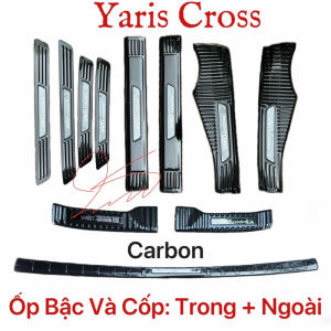 Ốp bậc cửa nẹp bước chân chống trầy cốp xe Yaris Cross 2023-2025 Vân CARBON cao cấp