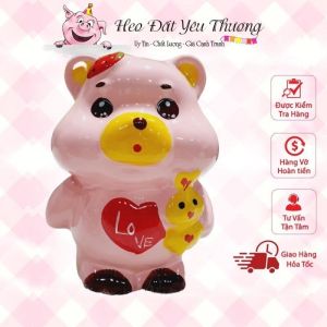 Gấu dâu gốm sứ tiết kiệm xinh xắn ống heo đựng tiền quà tặng