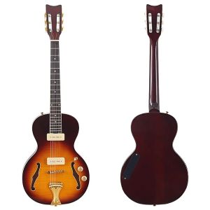 6 Strings Spruce Wood Top Electric Guitar 39 Inch 22 Fret Double F Holes High Glossy Good Handicraft Guitarra Sunburst&Red Color2026