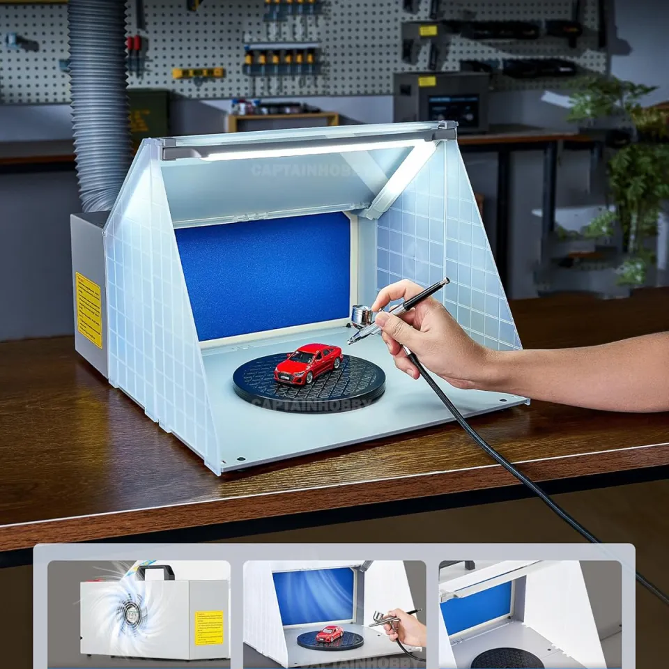Portable Airbrushing Spray Booth with LED Lights Water Curtain for