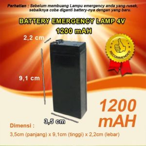 Batre/Baterai Battery 12Ah Emergency Lamp 1200 mAh Aki 4V Rechargeable 1 PCS