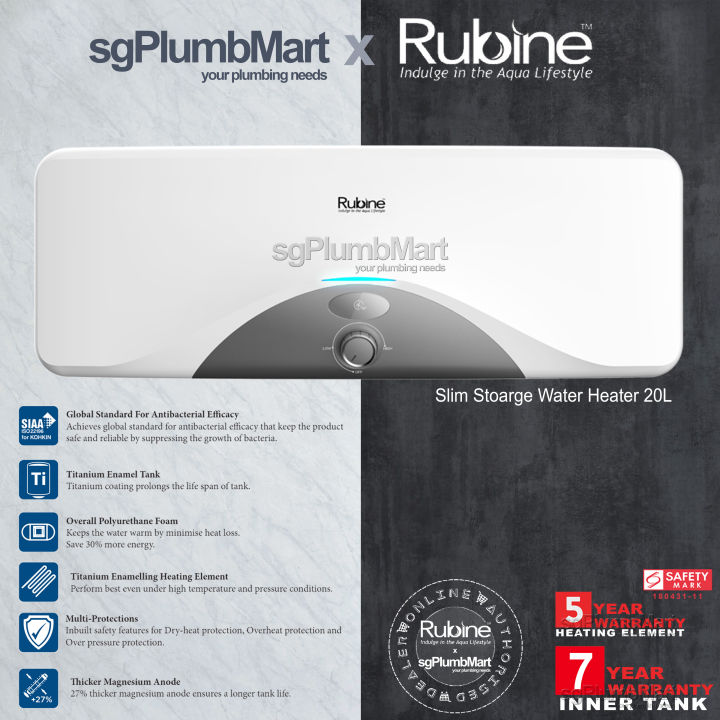 Rubine x sgPlumbMart SH-20 20L Slim Storage Water Tank Heater
