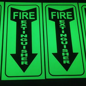 Fire Extinguisher Sign Glow in the Dark Background Cut Out Red/Green Vinyl Sticker in 3mm Sintra