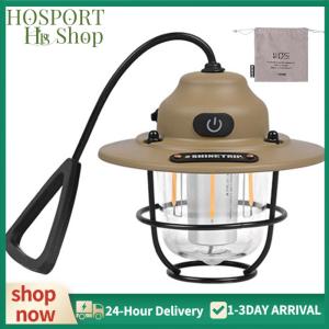 【HPS】 LED Camping Lamp 1200mAh Retro Hanging Tent Lamp 2700K/6500K Emergency Light Lantern IPX4 Waterproof Type C Charging for Outdoor