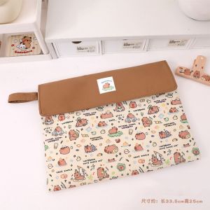 LEIFNYDI Washable Fabric Capybara Document Bag Multifunction Durable Capybara File Bag Cute Large Capacity Cartoon Paper Storage Bag Makeup Bags