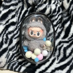 [SG STOCK]NS Labubu PVC Protective Bag Keychain Bags Thickened Doll Bag Double Zipper Labubu Doll Bags Transparent PVC Portable Organizer Box
