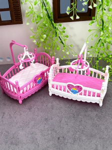Giường gấp cho bé sơ sinh dollhouses nhỏ gọn giường gấp cho bé sơ sinh cho dollhouses cảnh nhựa Nursery phụ kiện đồ chơi