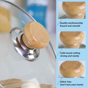 Universal Wood Cook Pan Lid Knob Handle Anti-Scald Lid Handle Pot Accessories Stainless Steel Handle