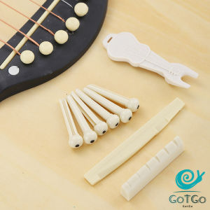 GotGo ชุดพลาสติก กีต้าร์โปร่ง นัทบน หย่องล่าง หมุดพิน สีขาว Guitar accessories