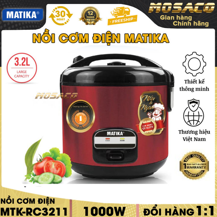 Nồi cơm điện Matika MTK-RC3211 dung tích 3.2l công suất 1000w. Nồi cơm ...