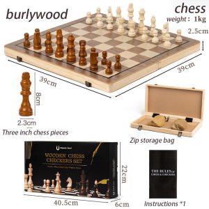 Magnetic wooden board set Wooden collapsible chess set Enhanced Mind Travel Family activities 2-in-1 board