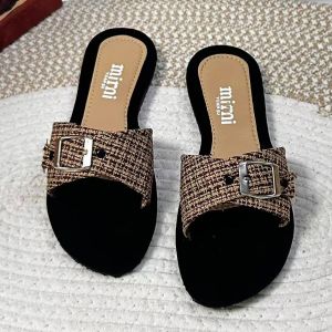 Fashion Buckle Strap Gamuza Flat Sandal RD705