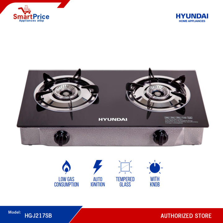 Hyundai Double Ceramic Burner Tempered Glass Gas Stove HG-J217SB