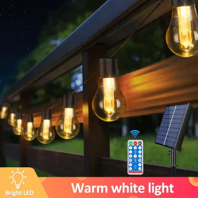 Đèn Dây Ngoài Trời Chạy Bằng Năng Lượng Mặt Trời Đèn Sân Trong Chống Nước Bóng Đèn Edison 8.7M 20 8 Chế Độ Điều Khiển Từ Xa Cho Quán Cà Phê Hiên Nhà