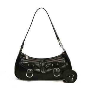 IELGY สายสะพายไหล่สองช่องมีหลายช่องกระเป๋าดีไซน์เฉพาะกลุ่มกระเป๋าแบบหนีบแขนทันสมัยเข้ากับทุกชุด