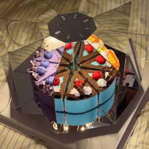 EASYTREND LED Fantasy Cake Night Light Material Pack Rotating Birthday Cake Night Light DIY Kit Atmosphere Light Ornaments Mirror Reflection Night Light Friends Gift