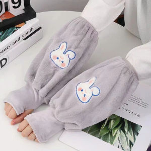 Găng tay mùa đông bao tay giữ ấm lông cừu ống tay con thỏ dễ thương dày dặn chống bám bẩn-Alice Store