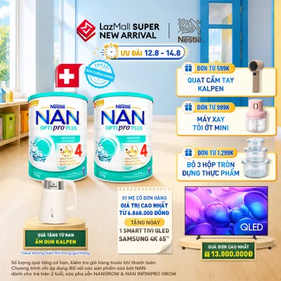 [CHỈ 12-14.08 QT ĐƠN 599K/999K/1299K] [Tặng ấm Kalpen] Combo 2 lon Sữa bột Nestlé NAN OPTIPRO PLUS 4 1500g/lon với 5HMO Giúp tiêu hóa tốt