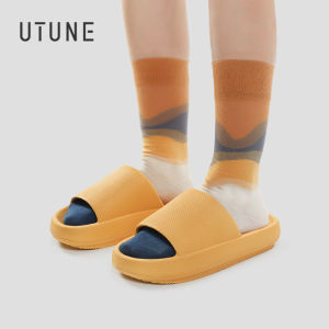 UTUNE 4.5CM Sandal Slides Women And Men Platform Home Slippers EVA Thick Sole Soft Indoor Shoes Couple Bathroom Summer Anti-slip Sandals