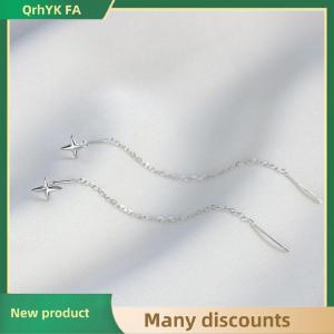 🔔🔔🔔QA Trendy Long Wire Tassel Thread Chain Climb Star Heart Beads Pendants Drop Earrings Womens Straight Hanging Earrings Jewelry