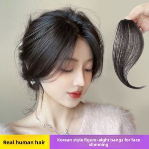 20/25 ซม. ผมหน้าม้า 100% ผมมนุษย์ ชิ้นผมเสริม ปิดผมขาว ระบายอากาศได้และน้ำหนักเบา เพิ่มปริมาณผมสำหรับผู้หญิง