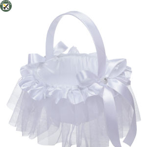 Boupower new!Portable Mini Wedding Flower Baskets With Bow Flower Girl Basket With Handle For Romantic Wedding Party