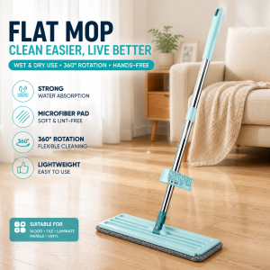 [Ready Stock] Flat Mop Self Squeeze Microfiber Mop Lantai 360 Rotating Flat Floor Mop Wet Dry Cleaning Alat Pembersih Lantai Rumah
