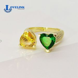 Elegant Double Heart Big Carat Stone Rings for Women Wedding Rings Heart Cut Diamond Gold Ring