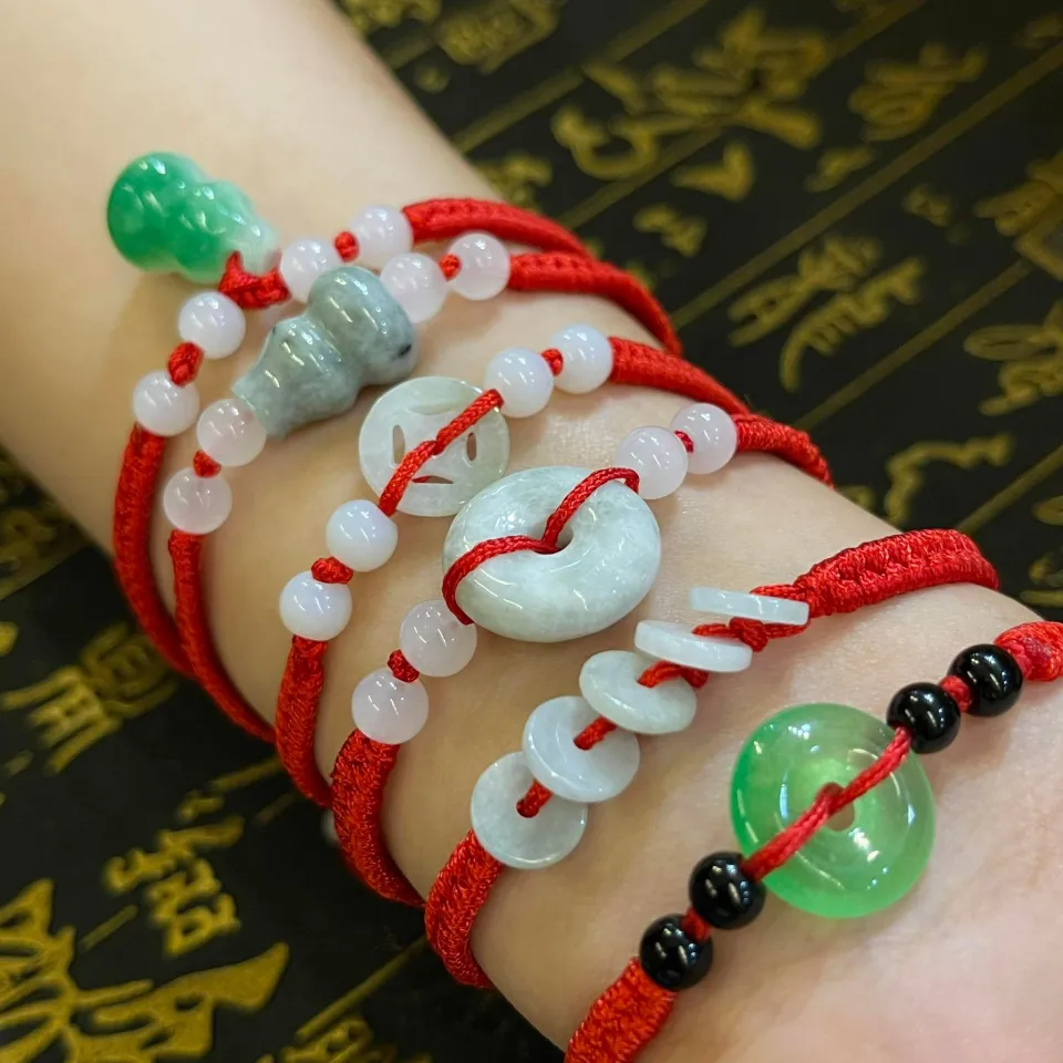 Lucky Charm Bracelet Jade Bracelet With Red String Carousell Red