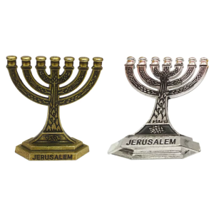 12 Tribes of Israel Menorah Jewish 7 Branch Holder Jerusalem Temple Candlestick Religious Candelabra for Church