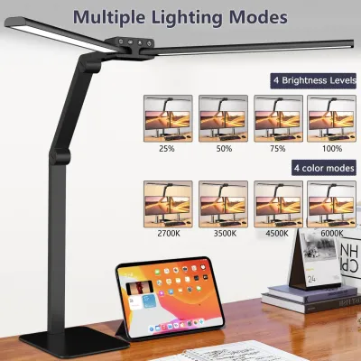 Led Desk Lamp with Clamp Remote Architect Table Lamp for Home Office 24W Ultra Bright Auto Dimming Desk Light Folding