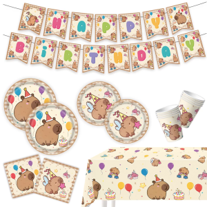 Capybara Print Cup Banners Party Supplies For Children Even School Activities Themed Occasion Birthday Decorations