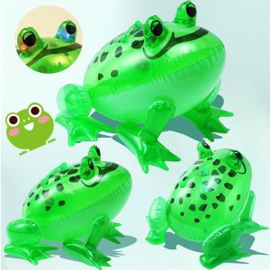 Cute Inflatable Frog Balloon with Flashing Light and Bounce Elastic Rope PVC Childrens Toy for Party Holiday Luminous Balloon