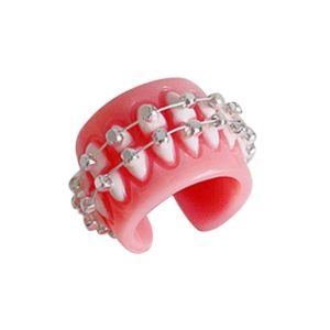 Creative Design Teeth Brackets Lovely Resin Rings for Women Men Open Lover Rings Fashion Ring Jewelry Accessories Gift F3MD
