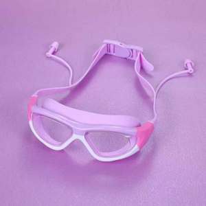 1pc Swimming childrens Kids goggles silicone one-piece earplugs HD anti-fog diving