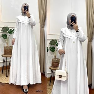SENNA STORE Sandria Dress Gamis Viral Terbaru 2023 Bahan Crinkle Airflow Baju Wanita Simple Kekinian
