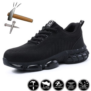 Steel Toe Shoes for Men Lightweight Work Shoes Air Cushioned Sneakers Indestructible Construction Industrial Work Safety Sneaker