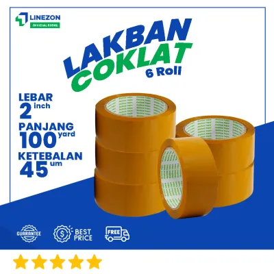 6 Pcs FLASH SALE Lakban Coklat 100 Yard ECO 2 Inch TERMURAH / Isolasi Solatip Online Tape Terbaik