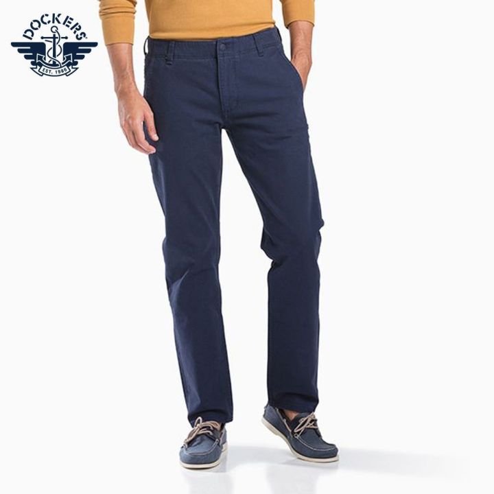 Dockers Slim Tapered Fit Alpha Khaki Smart 360 Flex Pants Blue