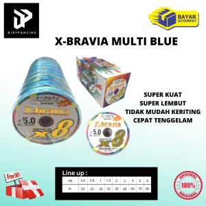 Senar Pe Iguruai X bravia X8 Multi Blue aneka size kuat lembut tidak mudah keriting cepat tenggelam