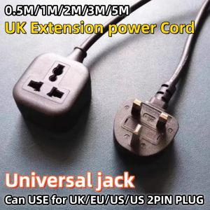 1 WAY White Black Extension Power Socket  0.5/1/2/3/5 Meter Cable Cord 13A Universal British Standard Extension Cord Board British Standard High Power Converter Row Socket UK 3 PIN Plug Power Strips travel single power extension cord 电源扩展延长线