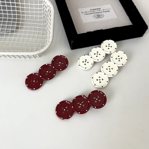 Fashionable Duckbills Hair Clip Triple Dot Buttons Unique Design Lightweight Practical Hairpin For Women Daily Wear