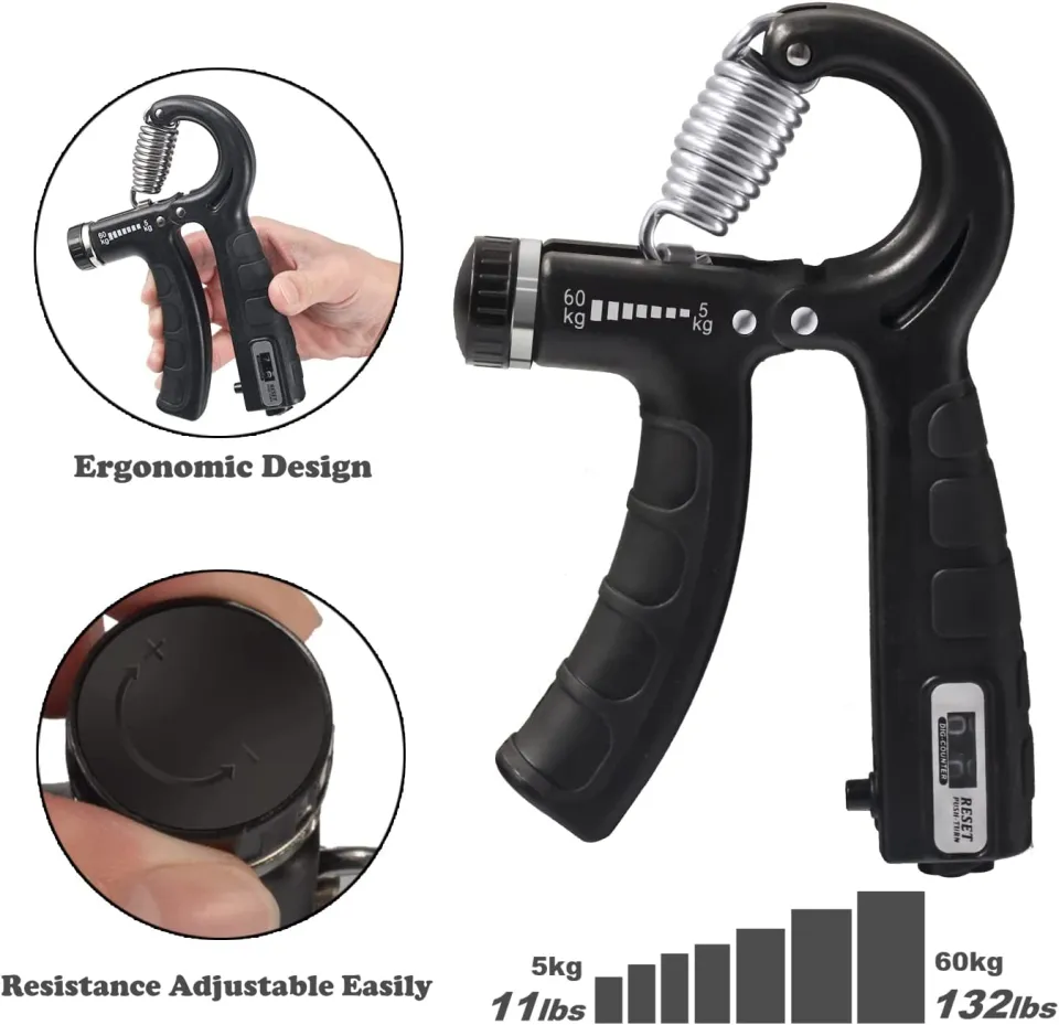  Exology Fitness Grip Strength Trainer 11lbs-132lbs (5kg-60kg)–  Non Slip Hand Grip Strengthener with Stainless Steel Spring for Improving  Hand, Finger, and Forearm Strength : Sports & Outdoors
