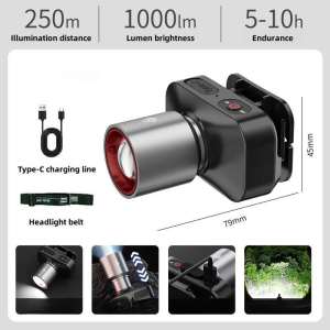 5LED Headlamp Outdoor Flashlight Headlight Adjustable Head Light Waterproof Mini Camping Lamp