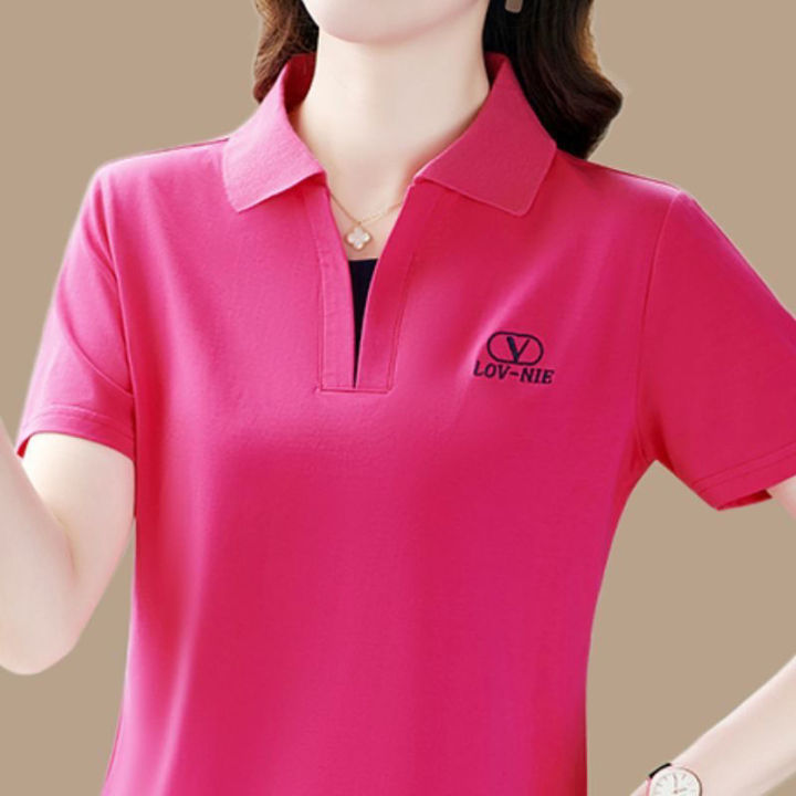 Women's 2023 Summer New Korean T-shirt Women's Short Sleeve Polo Top  Lazada PH