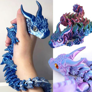W213D Printed Magic Dragon Movable Joint Fidget Toy Rotatable Articulated Office Desktop Ornament Adults Kid Toy Crafts Gift