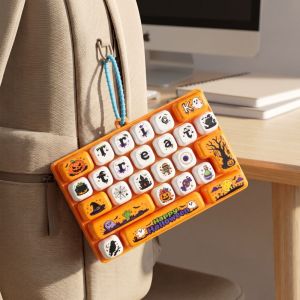 OKDEALS01 26 Key Decompression Button Toy Creative Style Cute Design keyboard Pendant Keychain Small Gift Halloween Keyboard Keychain Children Use