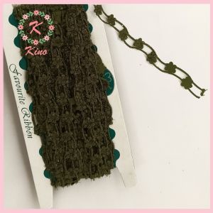 [PER ROLL] Renda Bunga Renteng Hijau Army Kecil  lebar 2cm - vintage rustic hiasan souvenir hantaran hiasan mukena hiasan hijab aksesoris hampers hadiah dekorasi souvenir seserahan pernikahan